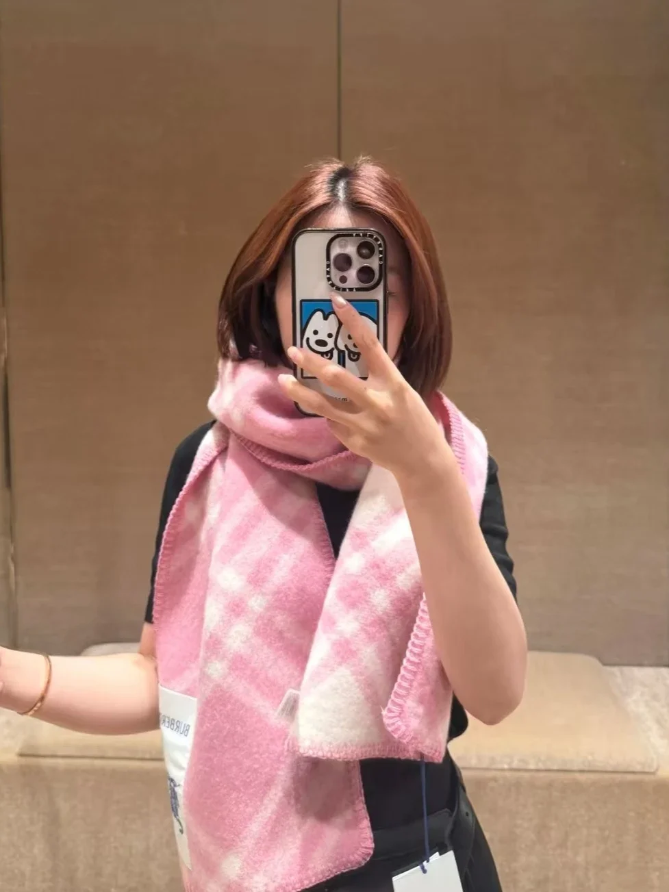 European and American Style BR Blanket Seam Letter Logo Wool Knit Scarf Unisex Multi Color High End Brand Double Sided Plaid