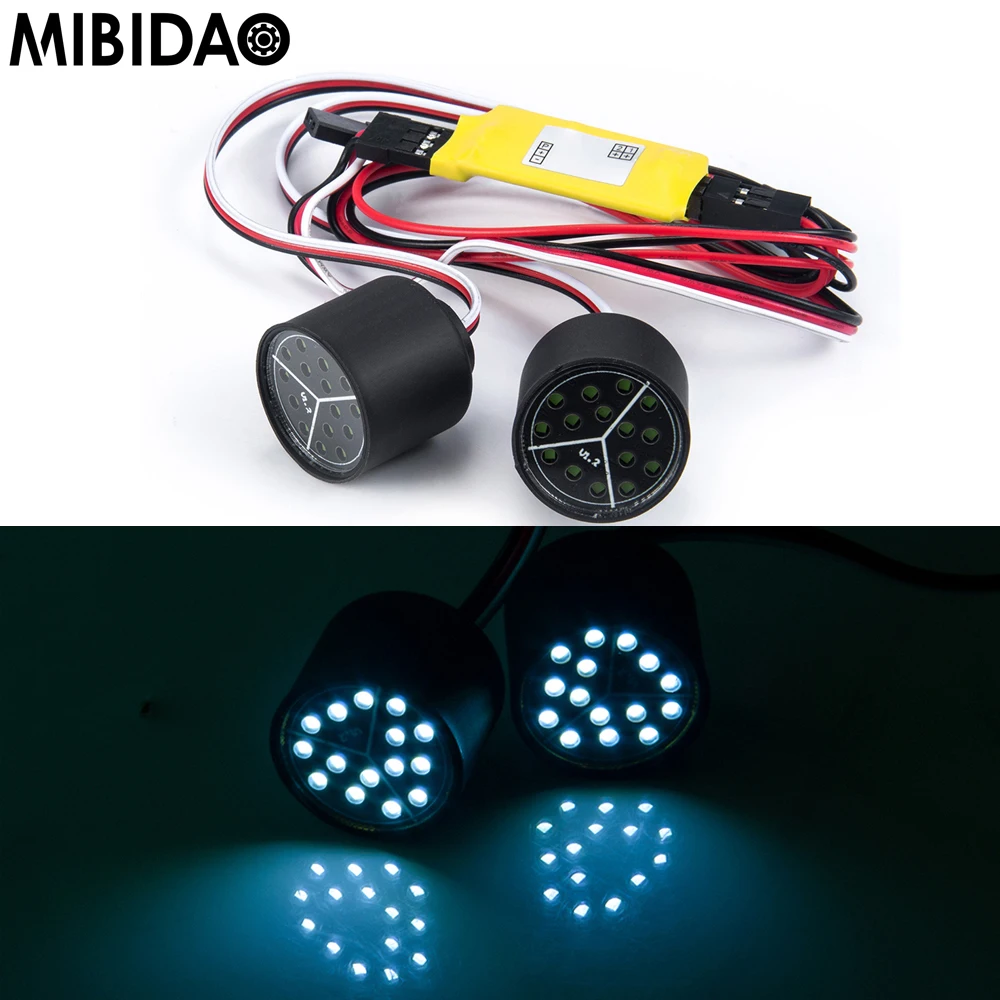 MIBIDAO faro delantero Led para Axial SCX10 III AXI03007 JEEP Wrangler AXI03006 gladiador 1/10 RC piezas de decoración de coche