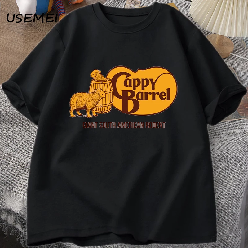 

Cappy Barrel Capybara T-shirt Men Summer Cotton Short Sleeve Casual Graphic Tee Shirt Men's Clothes Streetwear 90s T Shirts Top