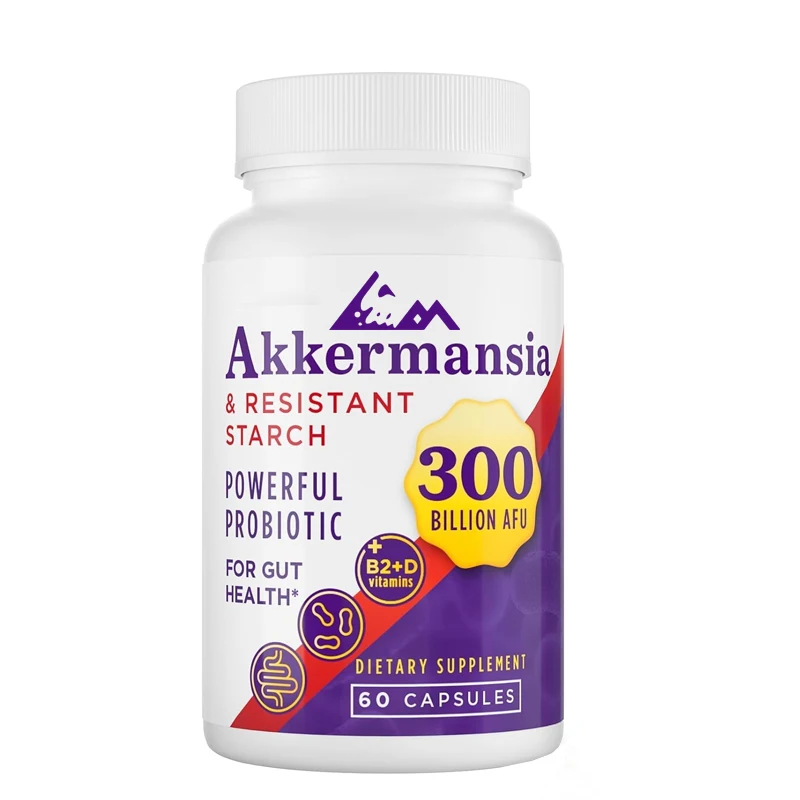 300 billion AFU Akkermansia Muciniphila, suitable for GLP-1, digestion, gut, immunity, and overall health -60 capsules