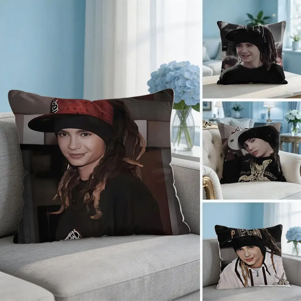 Rock Band Tom Kaulitz T-Tokyo Hotel Cushion Cover Soft Throw Pillow Cover Hidden Zipper Cutecore Sofa Bedroom Home Decor