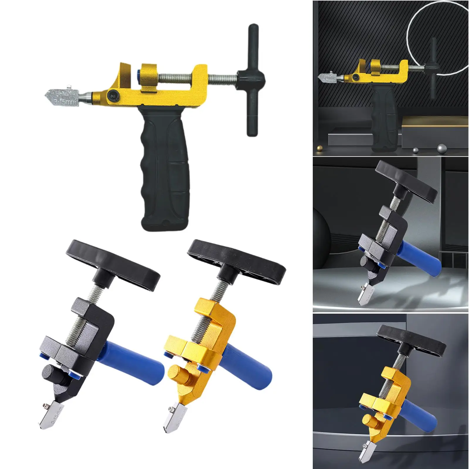 

Tile Glass Cutter Ergonomic Handle Multifunctional Quickly and Easily Fits 3-15mm Thickness for Home DIY DIY Professional Mirror