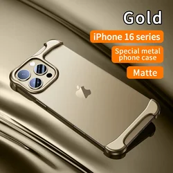 Highlight Metal Phone Case For Iphone 15 16 Pro Max Frameless Aluminum Detachable Reusable Phone Cover For IPHON 15 16 Promax