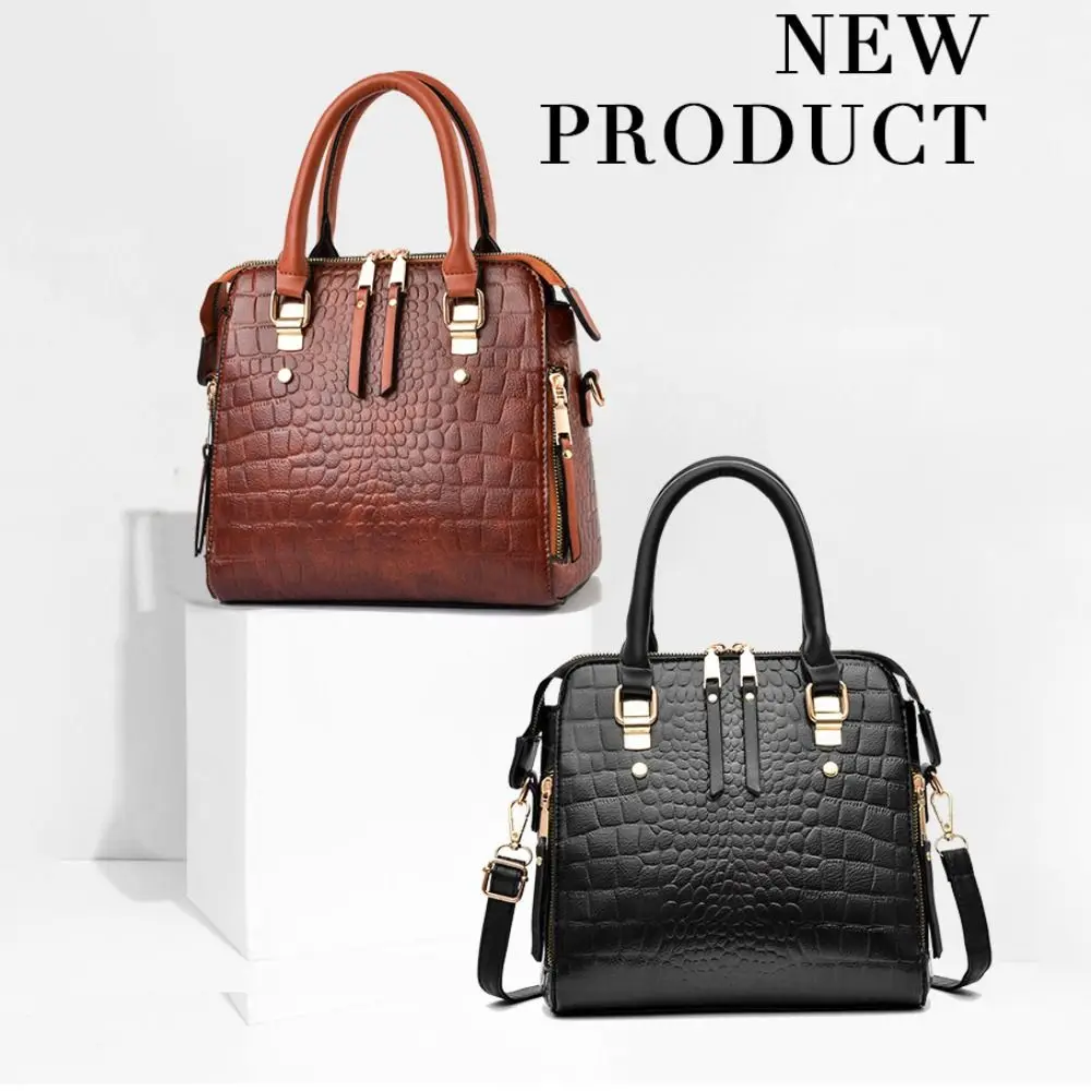 PU Leather Ladies Hand Bags Tassel Design Shoulder Strap Crocodile Pattern Handbag Handle Design Crocodile Pattern