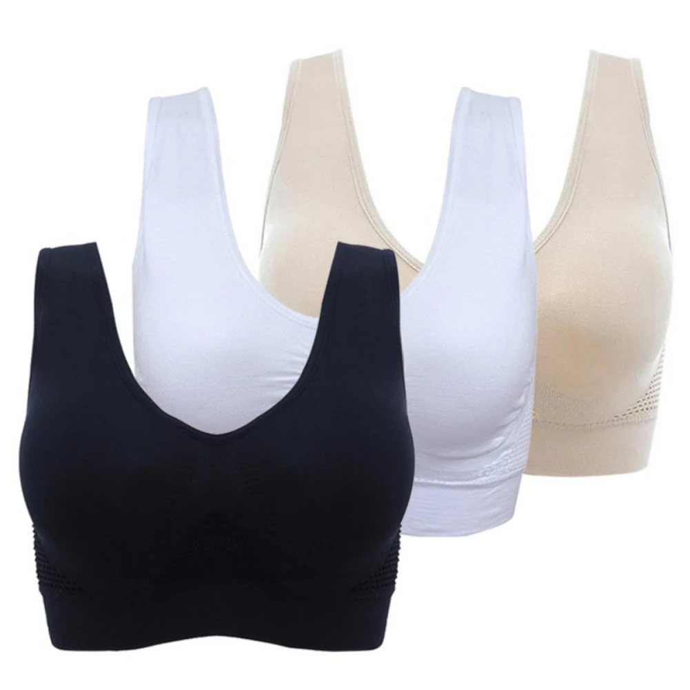 3PCS Set Sports Bra Women Seamless Bra Breathable Underwear Wireless With Pads Push Up Bra Plus Size 5XL 6XL Plus Size