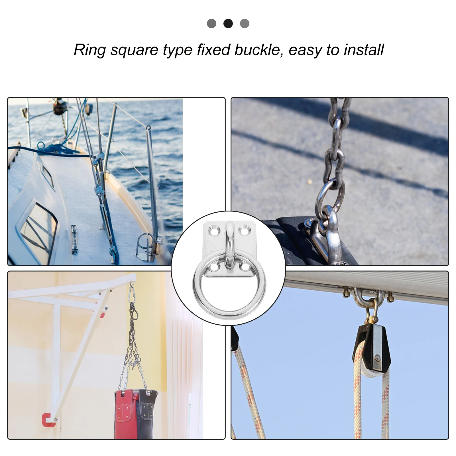 Square Eye Plate Fixing Buckle Stainless Steel Heavy Duty Hooks Ceiling Pad Anchor Swing Hammock Tree Deck Mount Outdoor