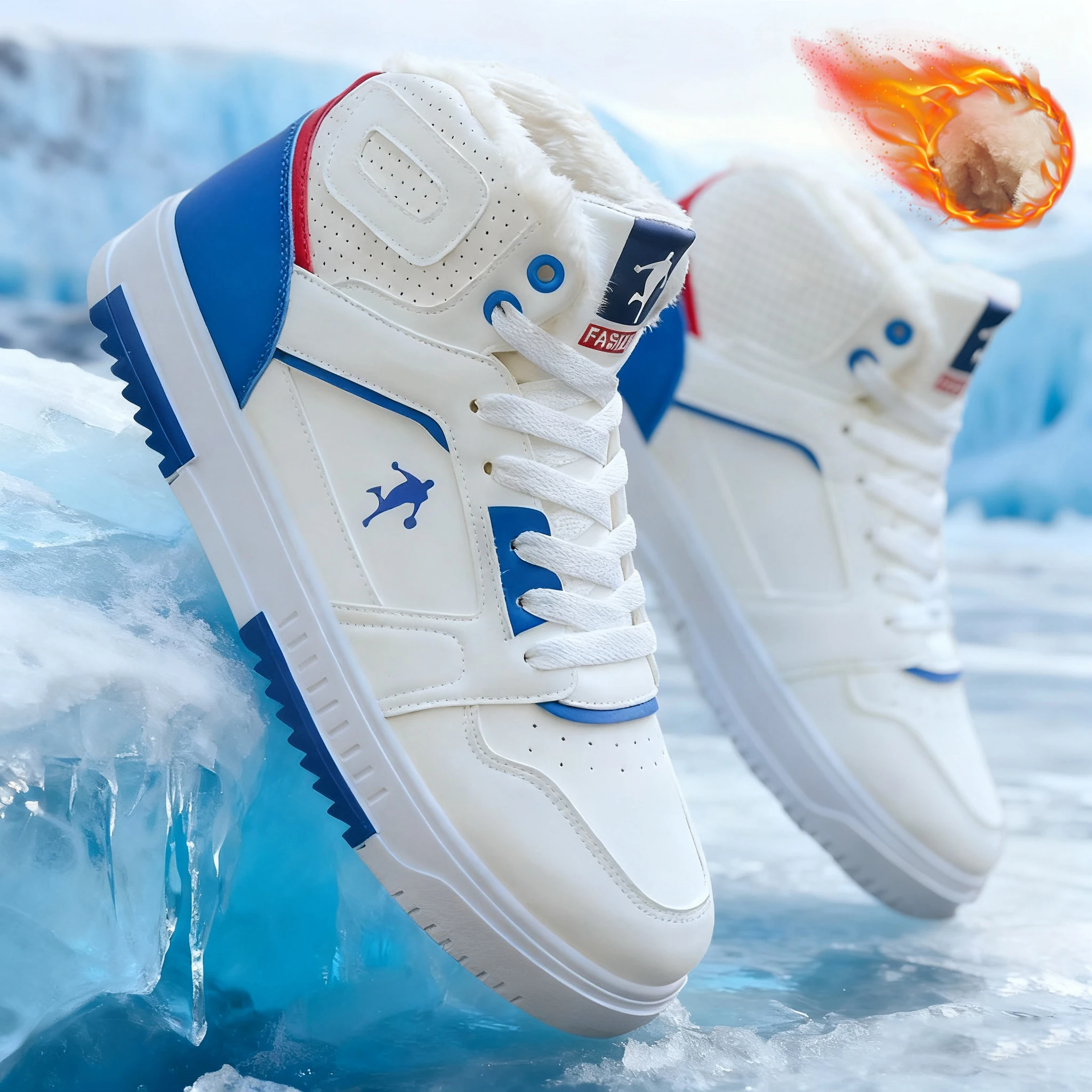 

Men's Winter Sports Shoes Basketball Skate Shoes Fleece Lined Thickened Warm Shoes for Ball Games And Outdoor Activities