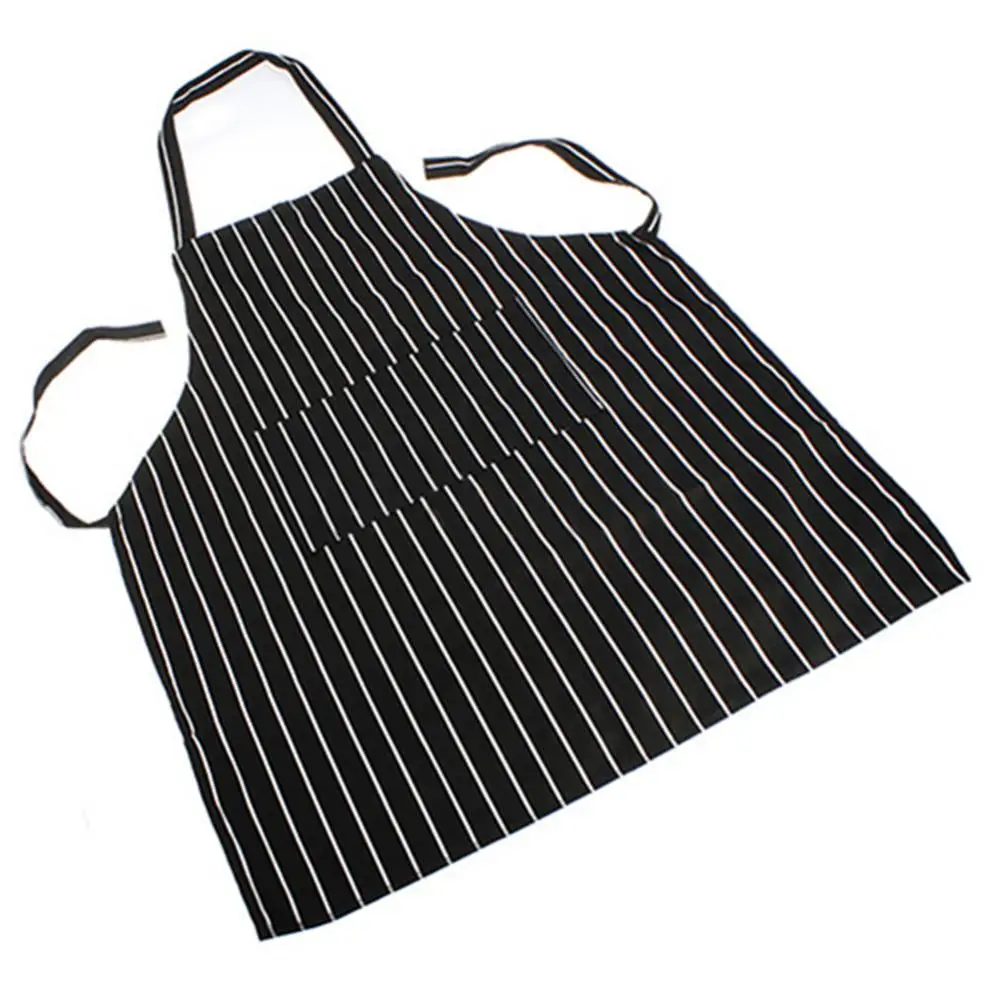 black stripe Men Aprons 2 Pockets Bib Apron Chef Waiter Kitchen Cooking Backing Apron Women Apron Home Cleaning Washing Apron