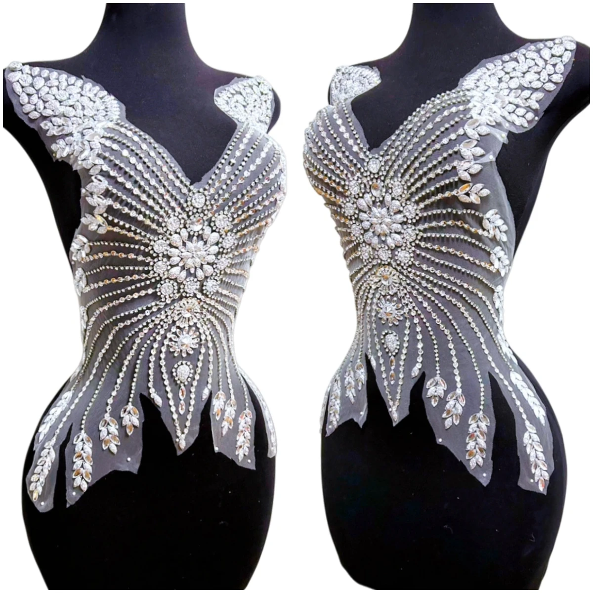 

Аппликация для рукоделия: бисерная вышивка ручной работы, стразы для свадебных платьев, нашивка для одежды, аксессуар для костюмов, сделай сам