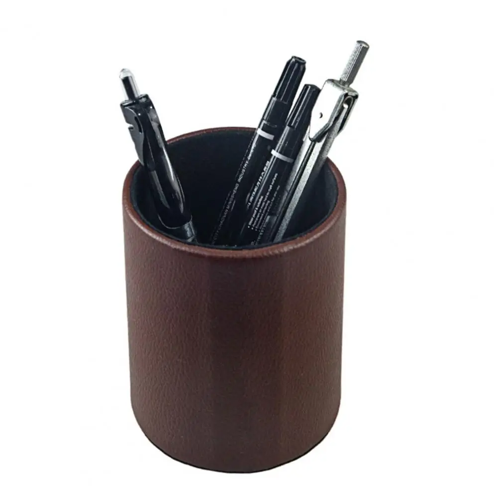 Soporte cilíndrico para bolígrafos, organizador de almacenamiento de bolígrafos de escritorio de piel sintética para el hogar, oficina, escuela, portalápices redondo, taza para bolígrafo para dormitorio