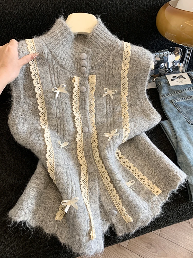 

Рекомендуемый кардиган Chao Level с кружевной отделкой, открытый, женский, тонкий, для многослойных образов, весна-лето, стройнящий, модный