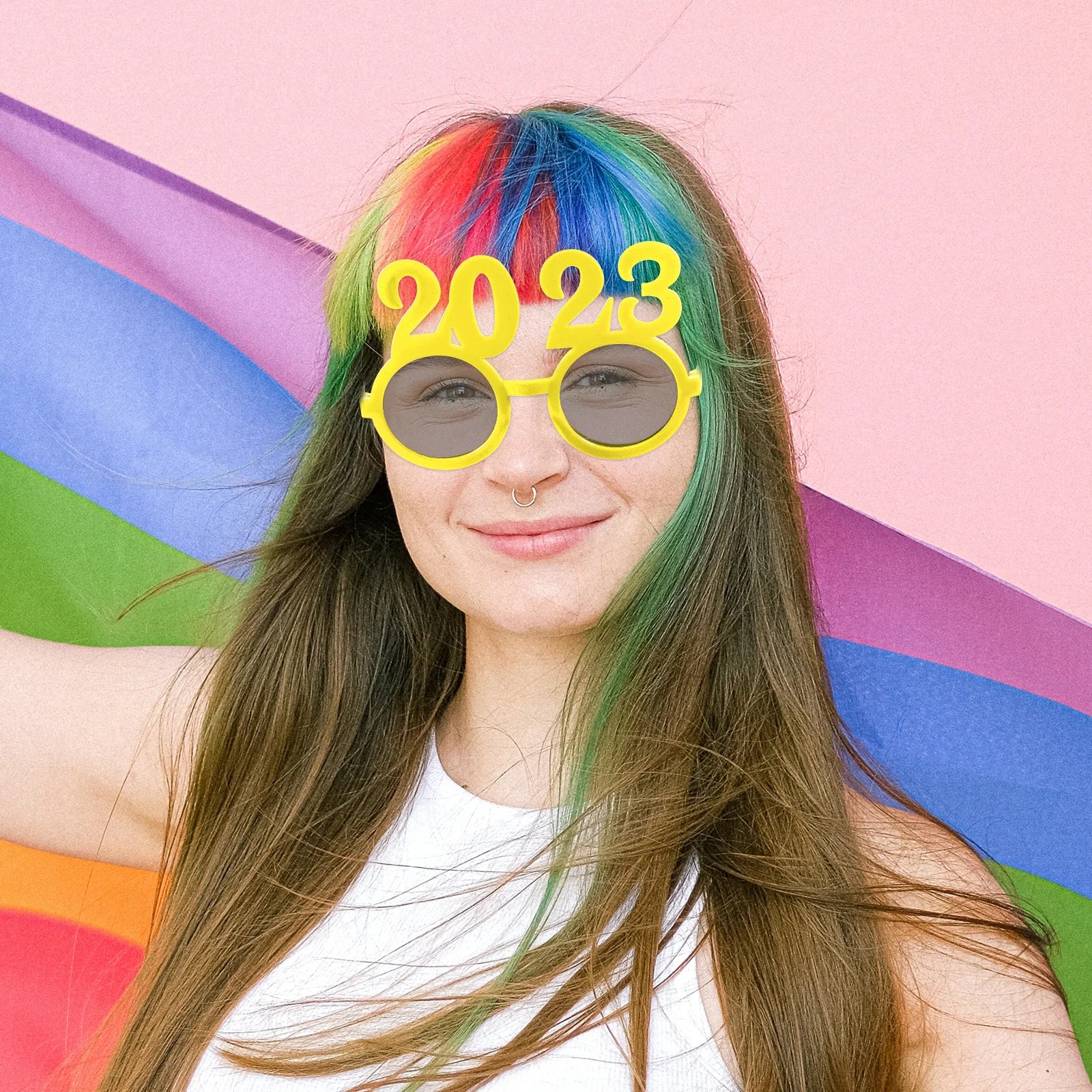 

1Pair Bright 2023 New Year Glasses Plastic Party Eyeglasses Props Festival Supplies Costume Party Favor New Year Glasses