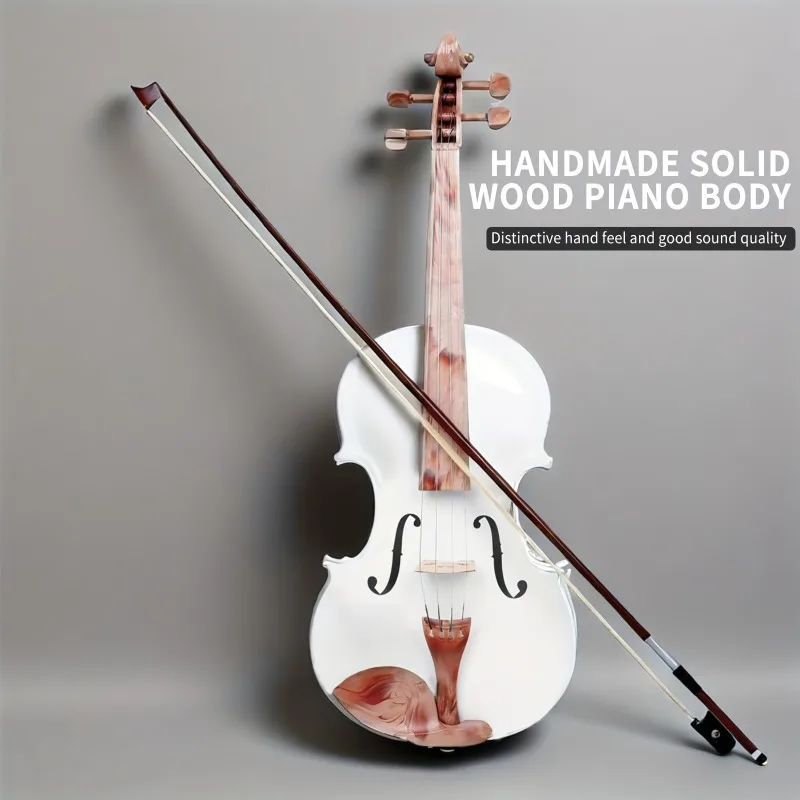 AV-102 Violin 4/4 White Marble Solid Wood Violin High Quality Violin Instrument with Suitable for Playing & Performance