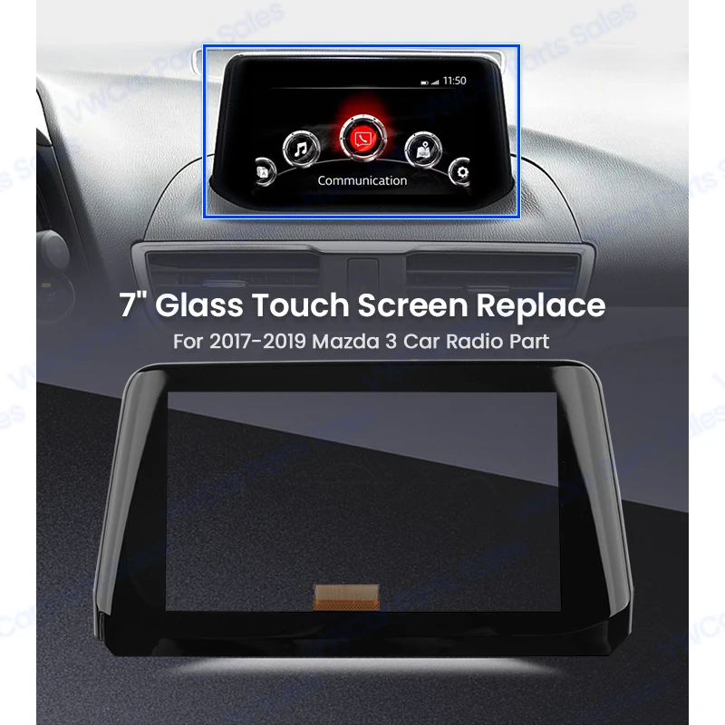 NEW 7 Inch 50 Pins DTS2032 Glass Touch Screen Panel Digitizer Lens Sensor For 2017-2019 Mazda 3 Car TM070RDH03-00 LCD