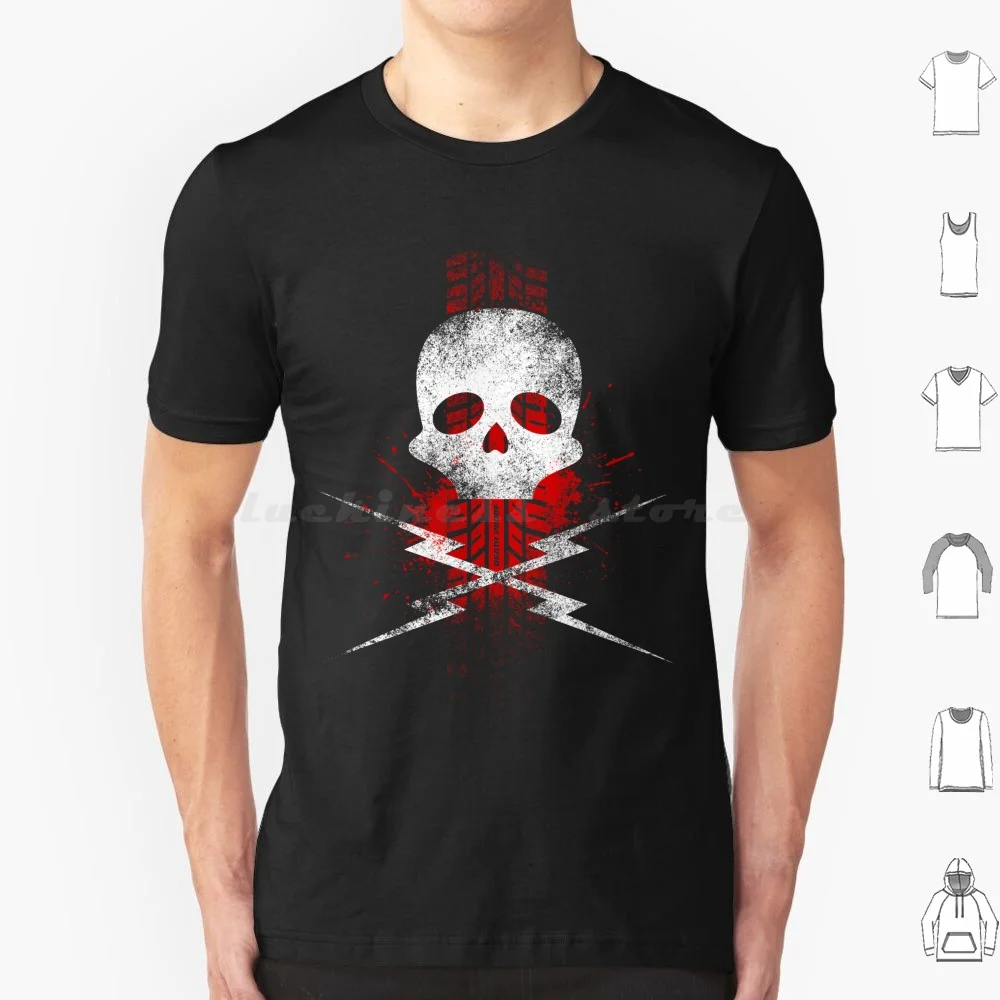 Road Smash T Shirt Big Size 100% Cotton Death Proof Road Rage Blood Tyre Skull