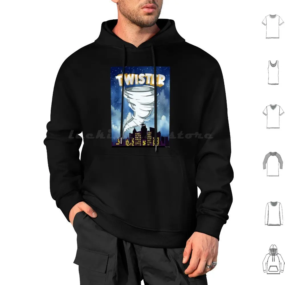 Comic Chaos Twister Town Turmoil Sudadera con capucha de algodón de manga larga Twister Cita Twister Película Dibujos animados Tornado Twister Helen