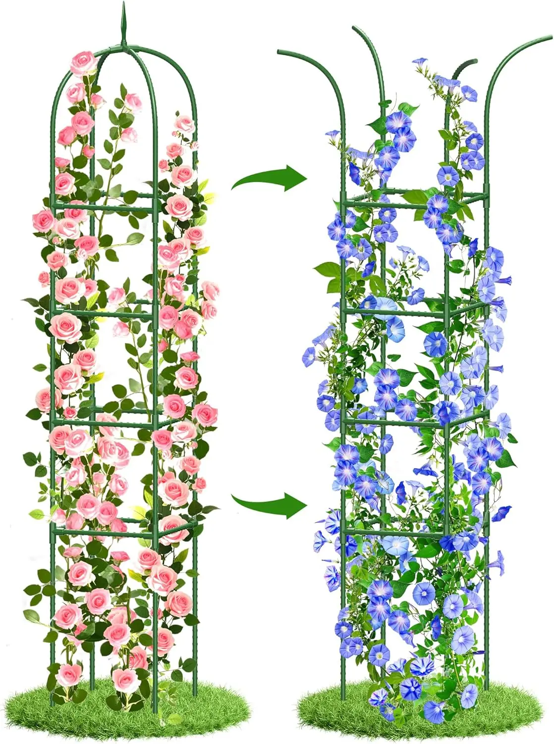 

Металлическая опора для вьющихся растений 6 футов (1,8 м) с ПЭ-покрытием, устойчивая к ржавчине, для использования в помещении и на улице, с утолщенными трубчатыми опорами