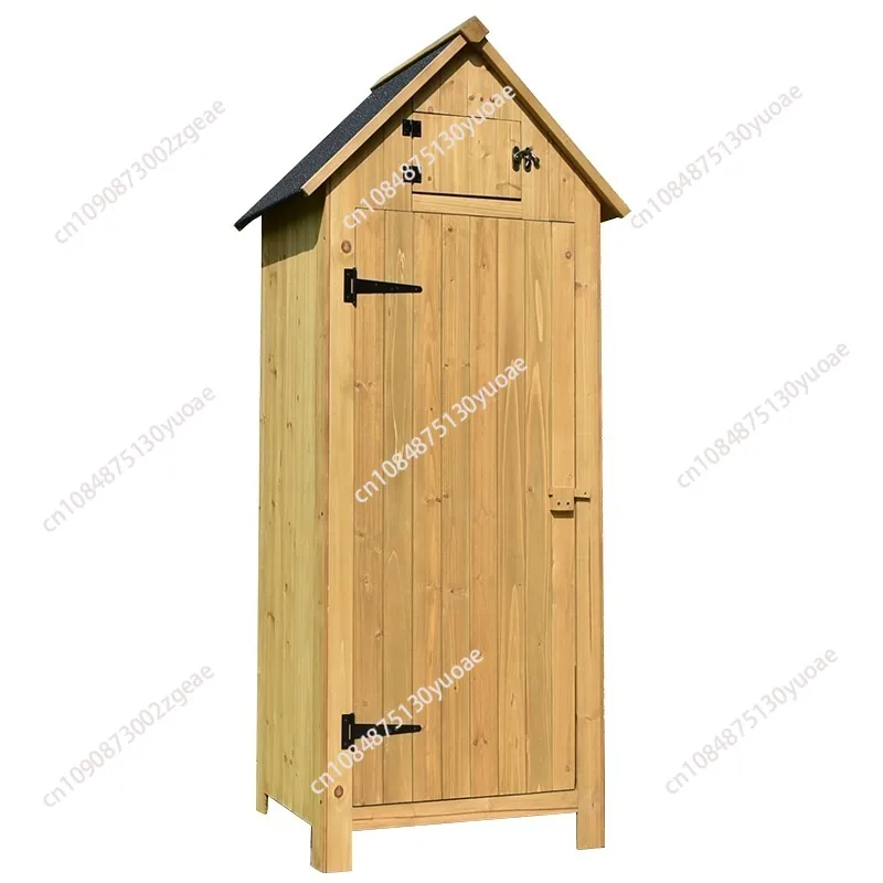 Outdoor balcony storage cabinet tool  box function firewood room rainproof solid wood courtyard garden supplies finishing