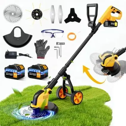 

Аккумуляторный триммер для травы 20000 об/мин, 12 дюймов, 4-в-1, электрический, с колесами и аккумулятором, для ухода за садом