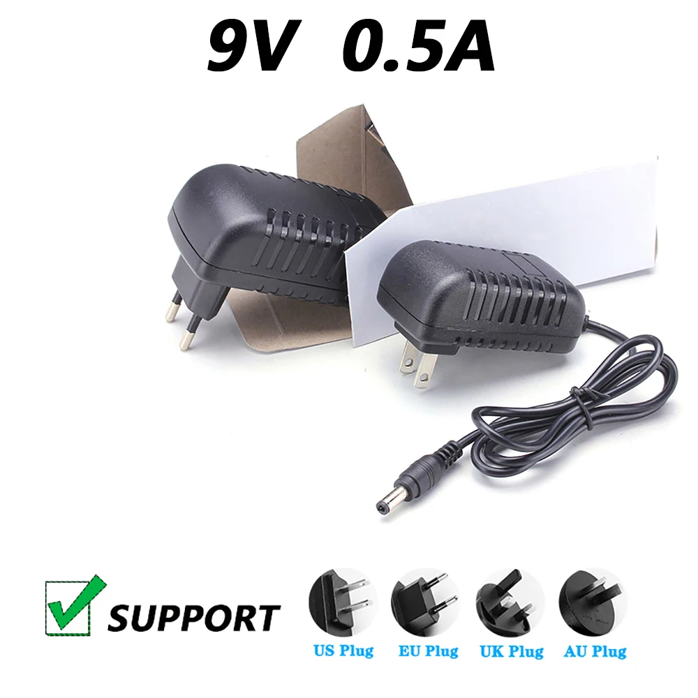 AC DC 9V 0.5A 500mA 4.5W EU US UK AU Plug Adapter 110V 220V 5.5*2.1mm Power adapter For LED Strip Lights Transformer Adapter