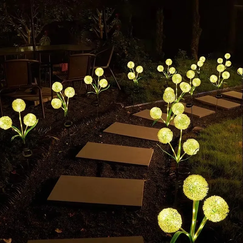 

3 Onion Head Outdoor Solar Garden Lights Solar Dandelion Flowers Decoration Light for Garden Lawn Yard Wedding christmas decor