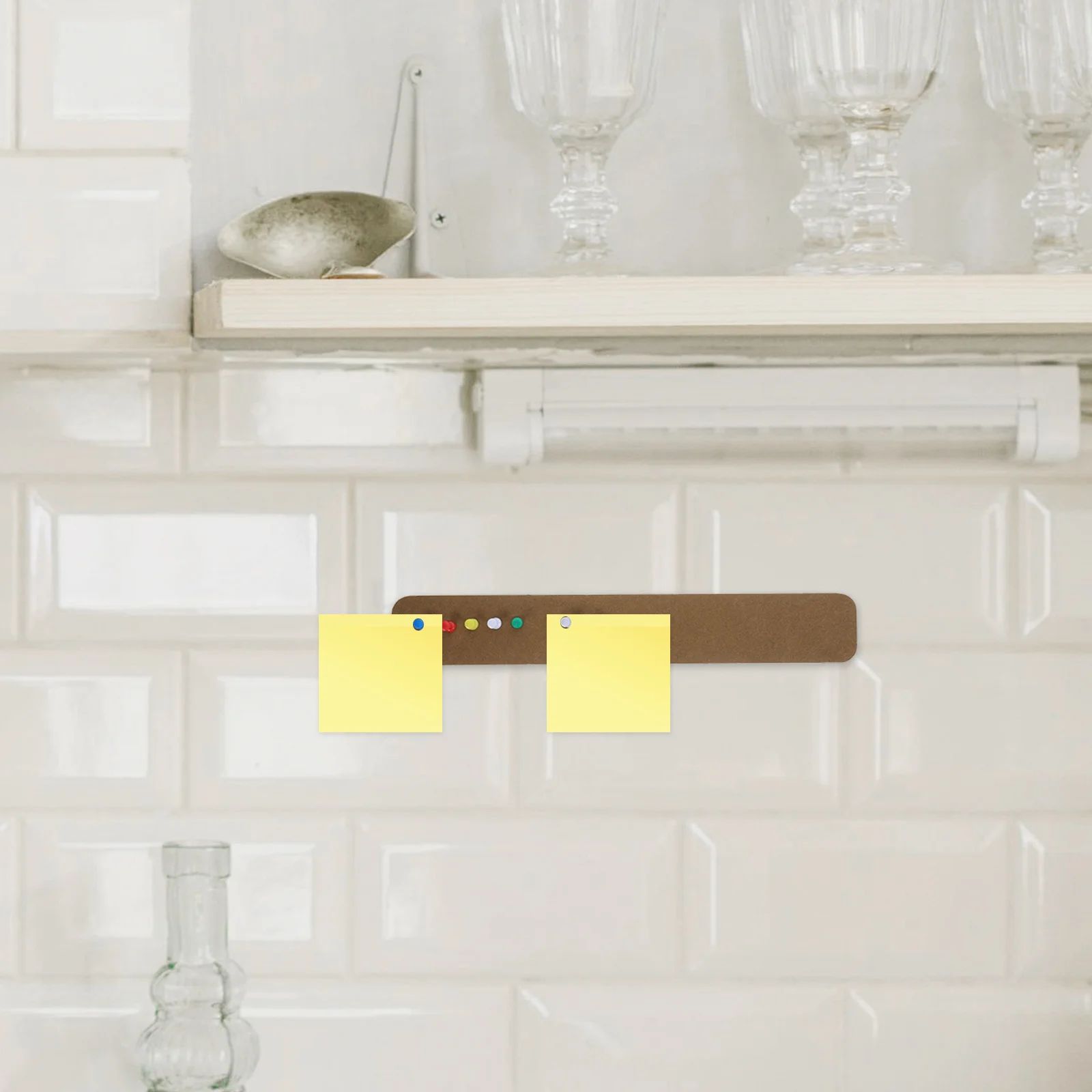 

5pcs Felt Strips Bulletin Bar 30 Pins Self Adhesive Cork For Office Home Kitchen School Brown Notice Strip Felt Pin Board Bar