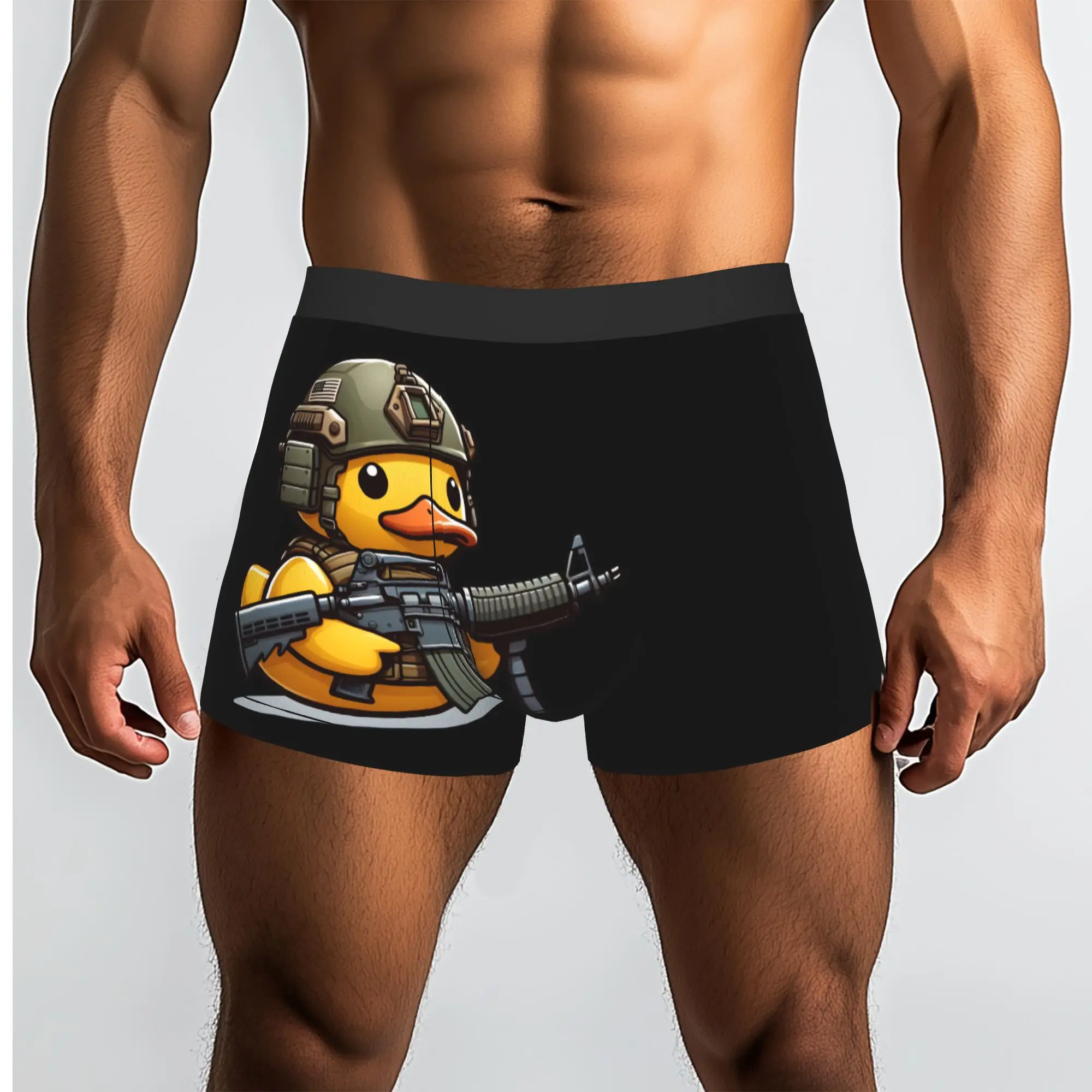 Customized Tactical Rubber Duck Underwear Male Printed  Boxer Shorts Panties Briefs Soft Underpants