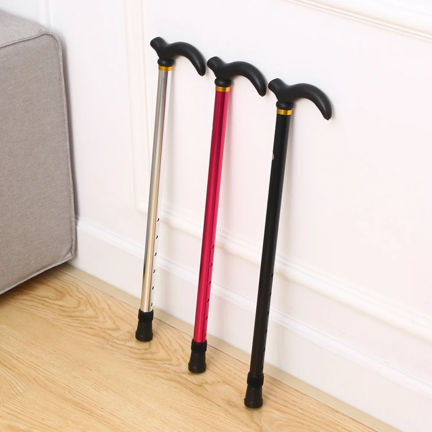 Walking Cane Stick Adjustable Canes 2 Section Folding Collapsible Sticks Aluminum Alloy Seniors Poles Elderly Hiking Trekking