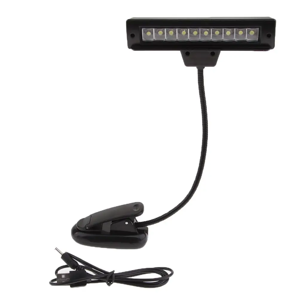 Rechargeable USB 10 LED Lamp for Piano Music Score Stand Book Reading Light - Image 3
