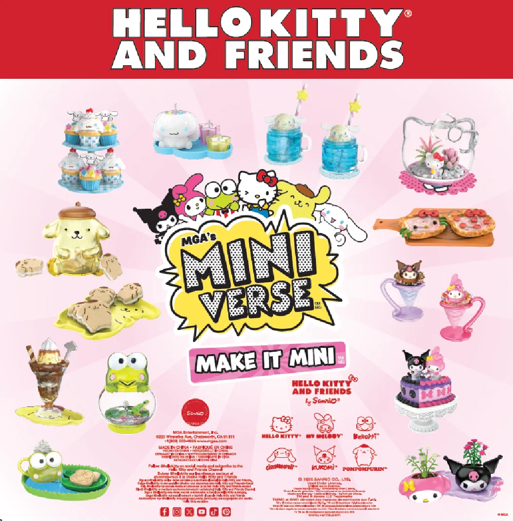 MGA Miniverse Hellokitty سانريو والأصدقاء سلسلة لعبة صغيرة صندوق أعمى اللعب منزل المشهد الأساسي الآيس كريم البيتزا موضوع أنيمي الهدايا