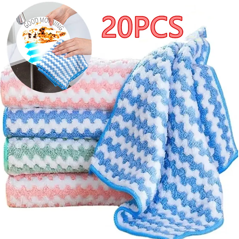 kitchen towel Thickened Dishcloths High Absorbent Scouring Kitchen Washing Dish Rags Household Wipe Cleaning Cloth Velvet