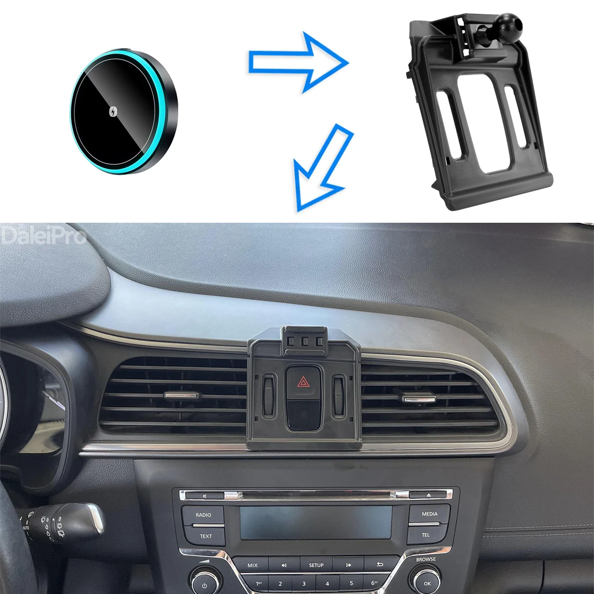 Für Renault Kadjar 2015 2016 2017 2018 2019 Auto-Handyhalterung Kabelloses Ladegerät Telefon-Autohalterung mit Starker Magnetischer Halterungsbasis – Detail 2