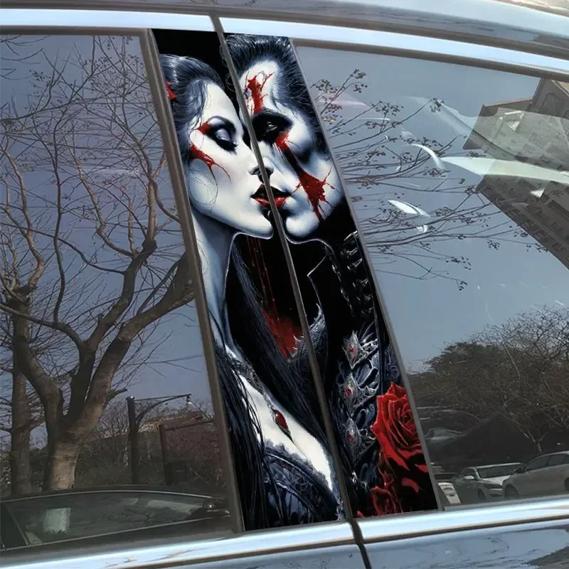 1PC Gothic Style Couple Kiss Car Stickers Funny Auto B Pillar Waterproof Decoration DIY Car Doors Pillar Sunscreen PET Decals