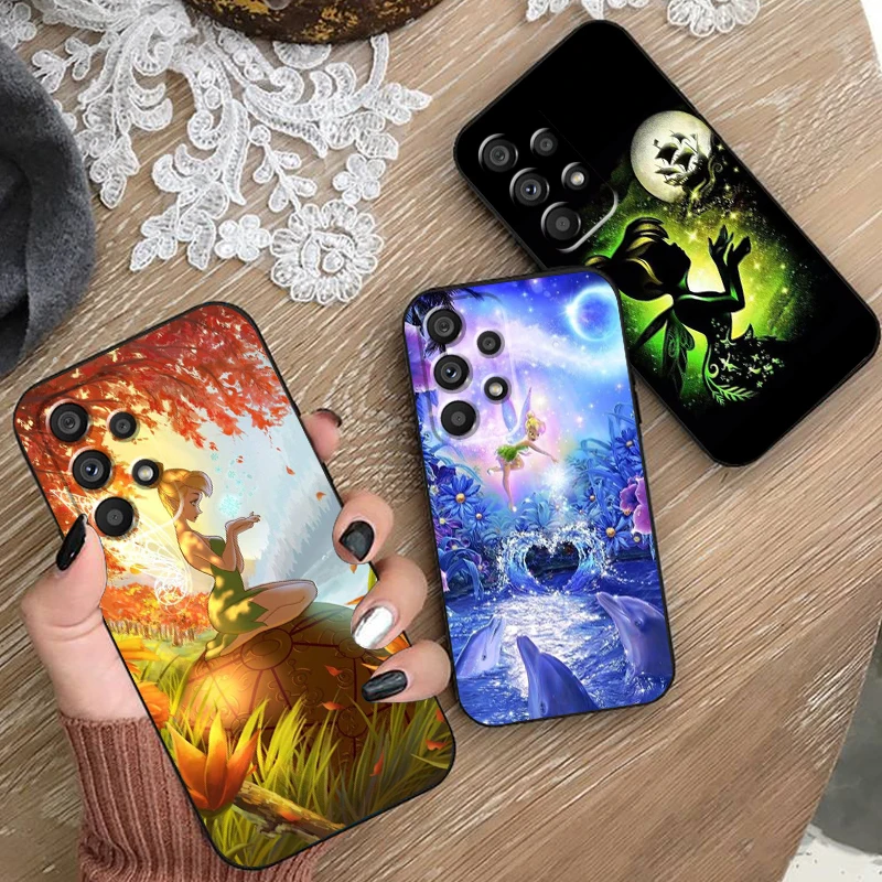 Disney Anime Tinker Bell Cute For Samsung A53 A52 A33 A32 A51 A71 A21S A13 A73 A50 A22 A23 A03 A72 A54 A12 5G Black Cover