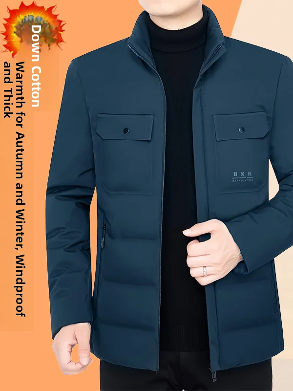 

Мужская утепленная хлопковая куртка с воротником-стойкой, осенне-зимняя, новая модная повседневная модель с длинными рукавами на молнии