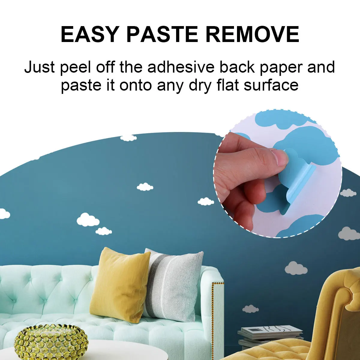 

3Pcs High Quality PVC Clouds Wall Sticker Colorful Furniture Decor Sticker for Home Decoration Lovely Wallpaper