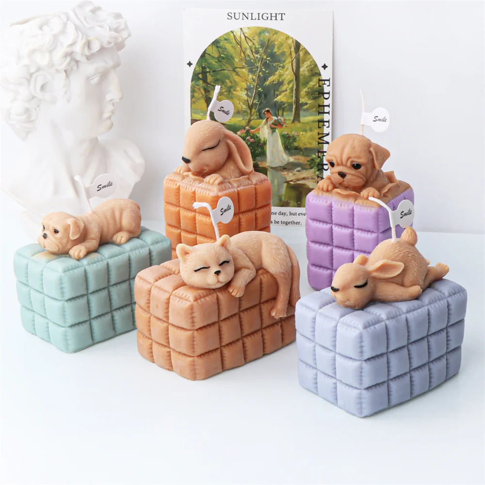 

Cute Animal Candle Silicone Mold, Shar Pei, Puppies, Sleepy Cat, Rabbit Mould Lying on Sofa Bag, DIY Soap, Making Supplies