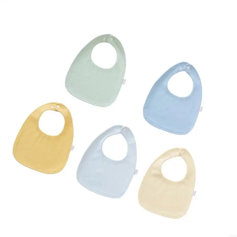 

E06F 5pcs Baby Teething Scarves with Adjustment Snaps Baby Spit Up Covers Baby Neck Coverings Lightweight Feeding Scarves
