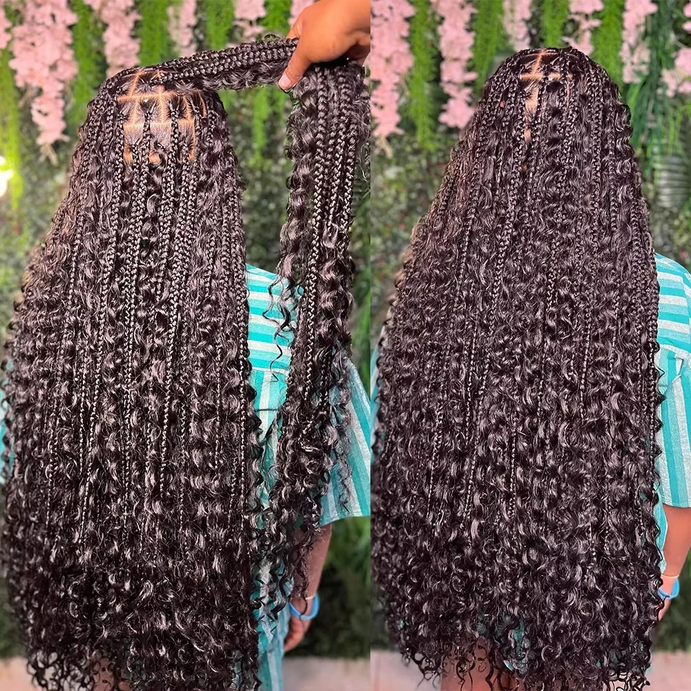 ضفائر بوهو شعر بشري 100% شعر بشري 16 24 بوصة شعر بوهو لتضفير شعر بشري مموج عميق بدون عقد للتضفير #6