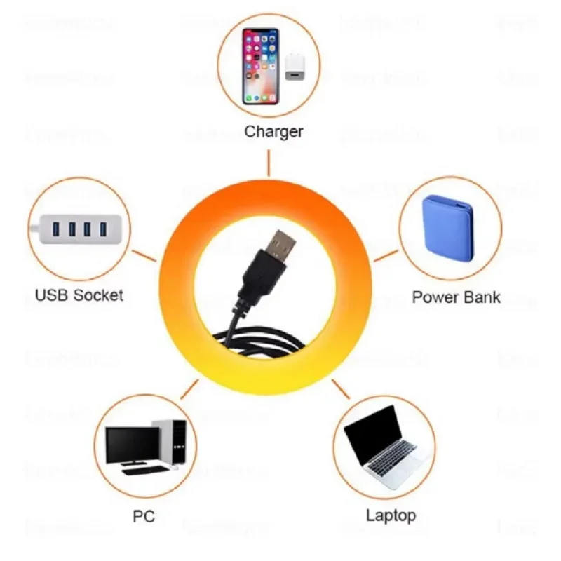 USB Sunset Light Lamp Self Photography Light LED Rainbow Neon Night Light Projector Photography Wall Atmosphere Light