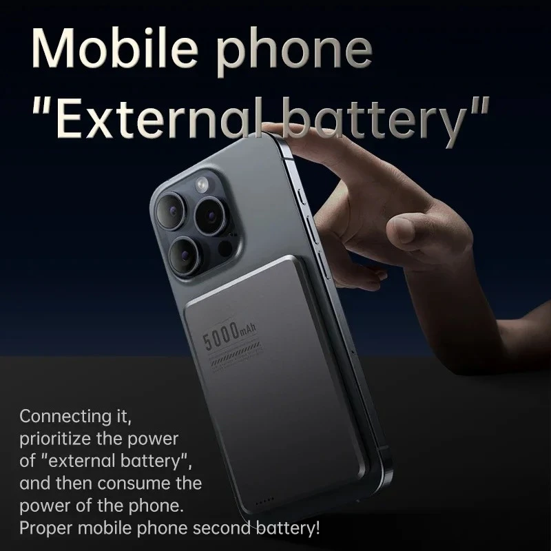5000mAh For IPhone External Power Bank Wireless Charge Powerbank Portable Travel Ultra-thin Alloy Shell Backup Battery