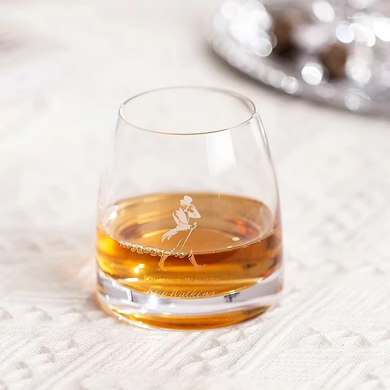 Johnny Walker Classic Heavy Base Rocks Glass Set (2pc) | Luxury 10oz Tumblers 5 Johnnie Walker Whiskey Glasses Set of 2, 10 OZ Whiskey Glasses, Rocks Glasses for Scotch, Liquor Vodka, Bourbon, Whiskey Gifts 3