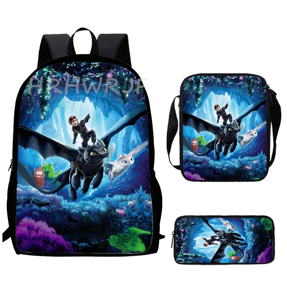 How to Train Your Dragon School Bags With Shoulder Bags 3pcs Cartoon Boys Girls Rucksack Kids Backpacks Primary Pack Mochilas