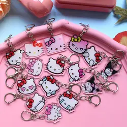 Hello Kitty Acrylic Keychain Kuromi Anime Figures Key Chain Pendant  Accessories Kawaii Girls Bag Keyring Accessoried Gifts