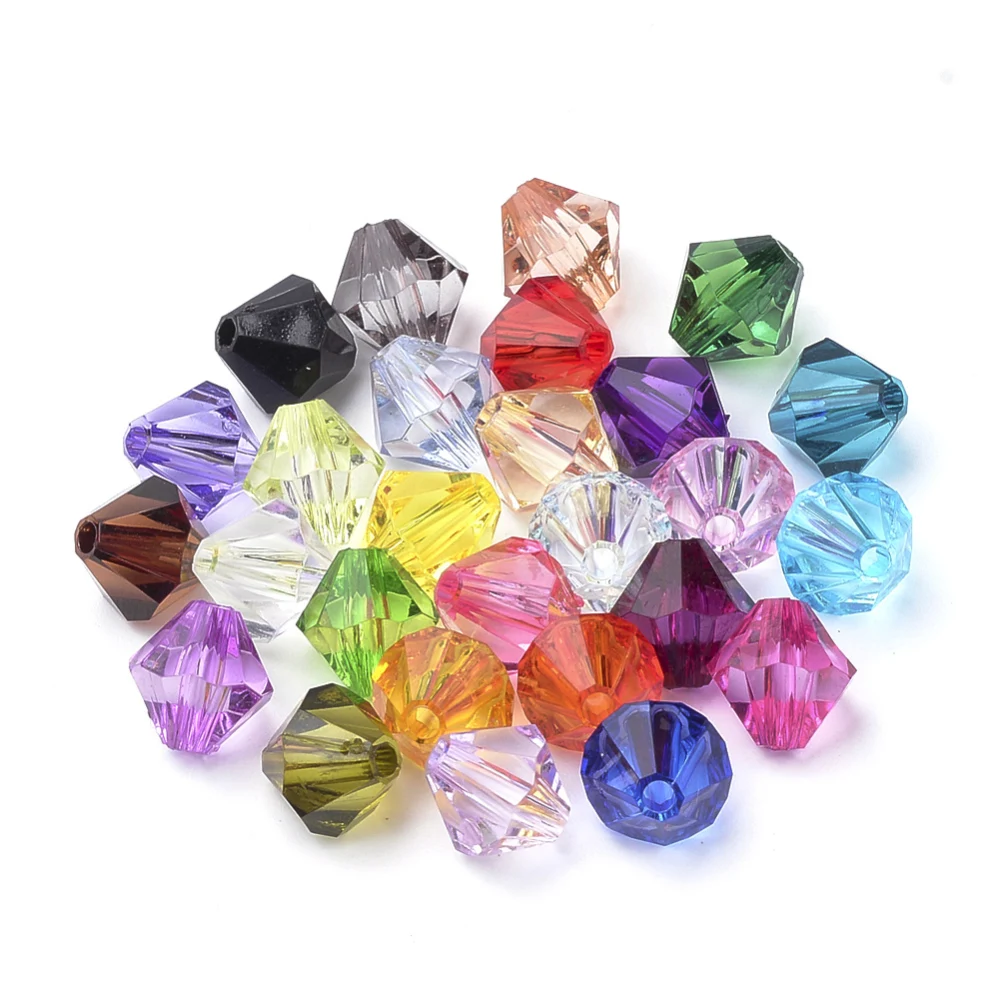 500g Transparent Acrylic Beads Bicone Mixed Color 6x5.5mm Hole: 2mm about 6120pcs/500g