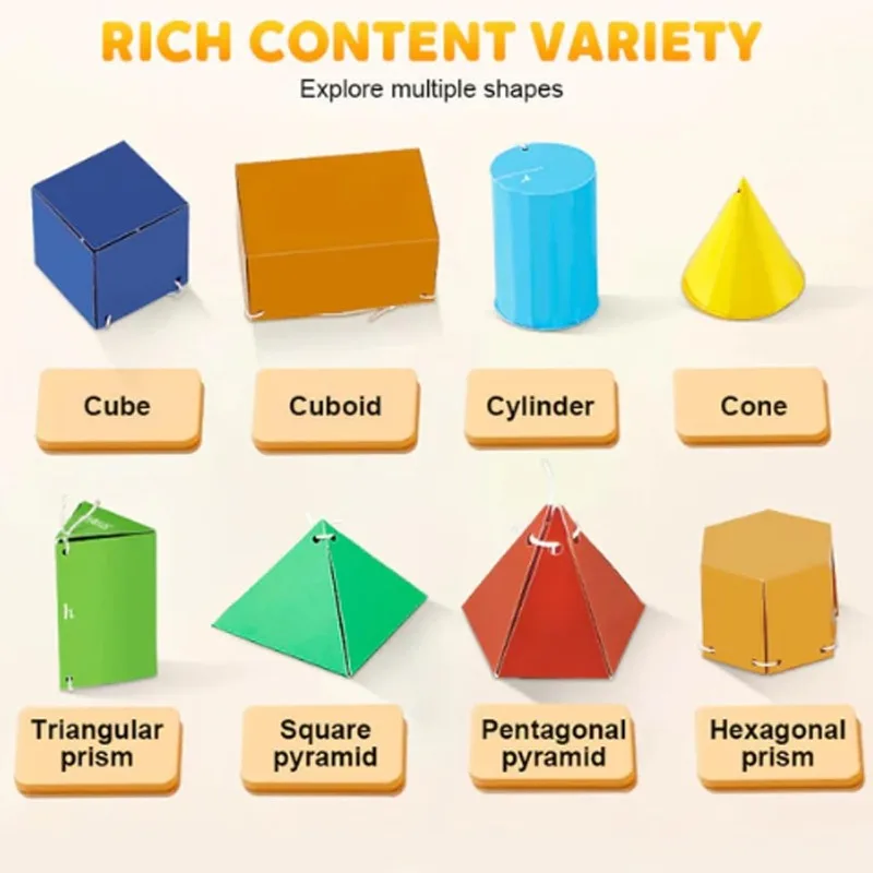 Pull String 3D Geometry Learning Book Interactieve Pull-String Geometry Learning Kit met pop-up modellen Volume- en gebiedsverkenning