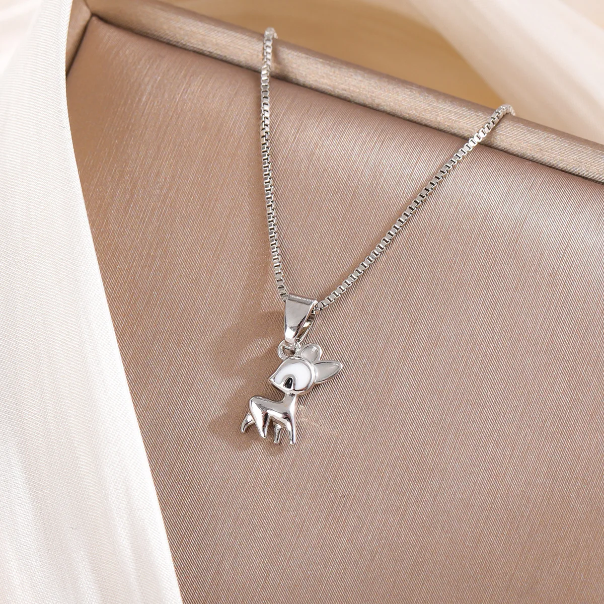 Neue Modische Süße 925 Sterling Silber Aura Hirsch Weihnachts-Tier-Anhänger Halsketten XL208