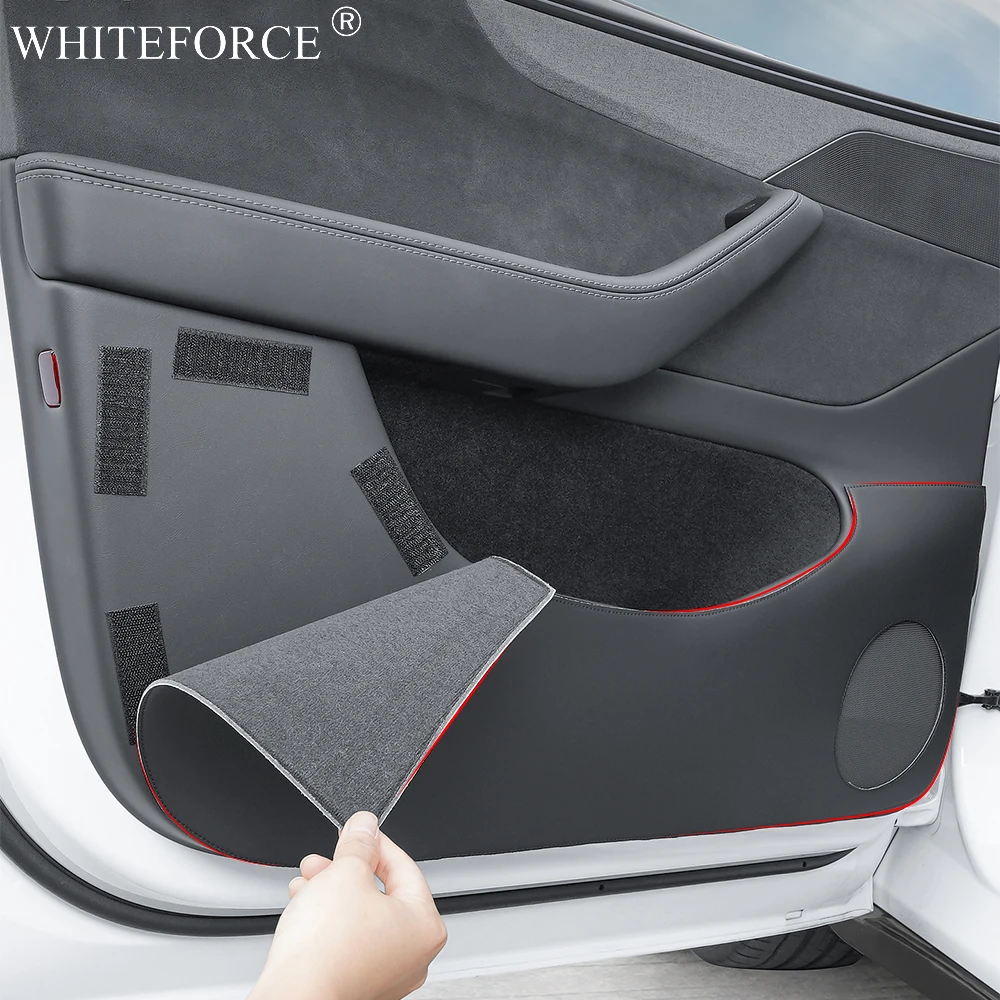 

For Tesla Model Y Juniper Door Anti Kick Pads Napa Leather Front and Rear Door Protection Soil-proof Mat Dust and Scratch Pad