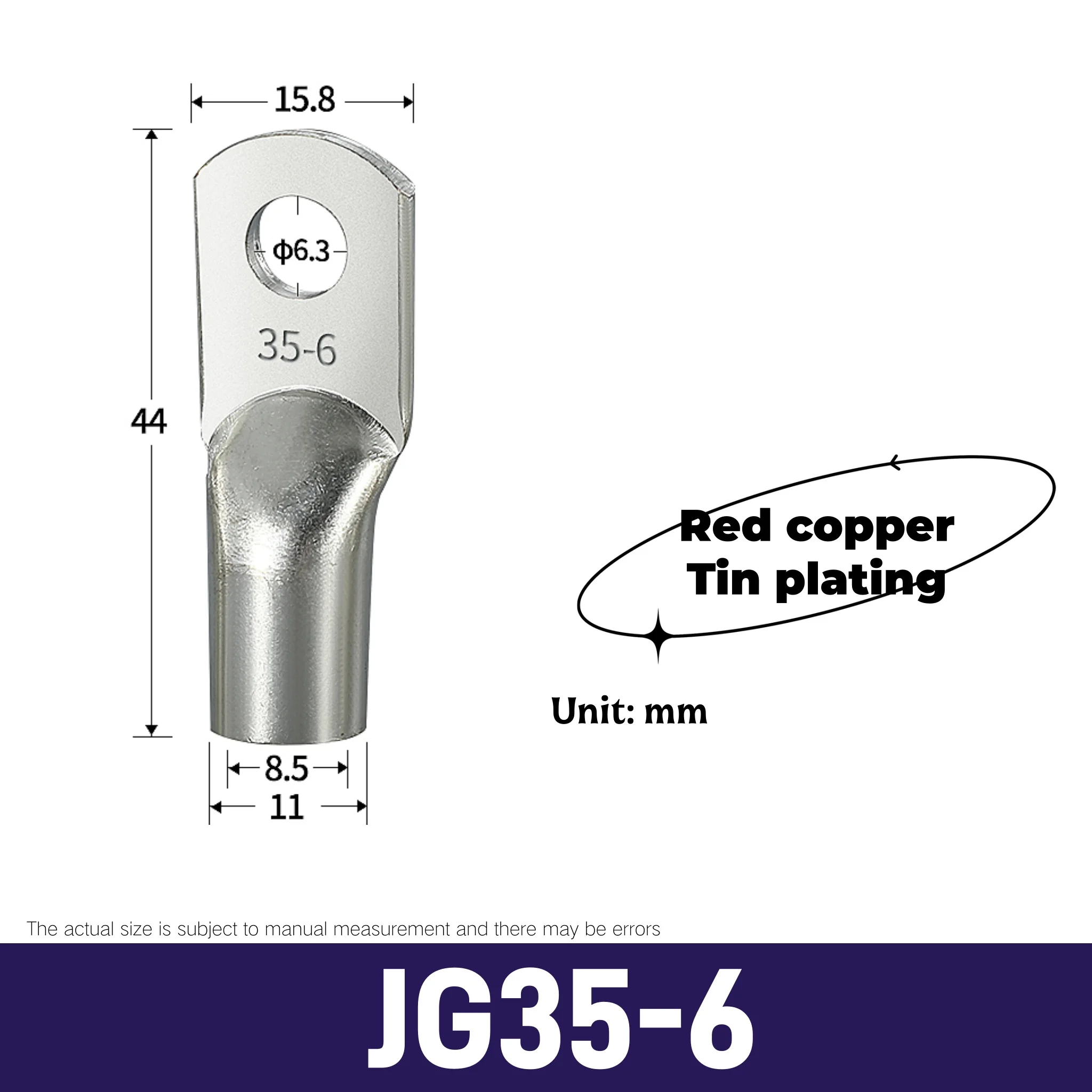 9PCS Jg Crimp Terminal Koperen Terminal voor Schepen Marine Draad Kabelschoen voor Elektrische Aansluiting Bedrading Terminal Diafragma M6 M8