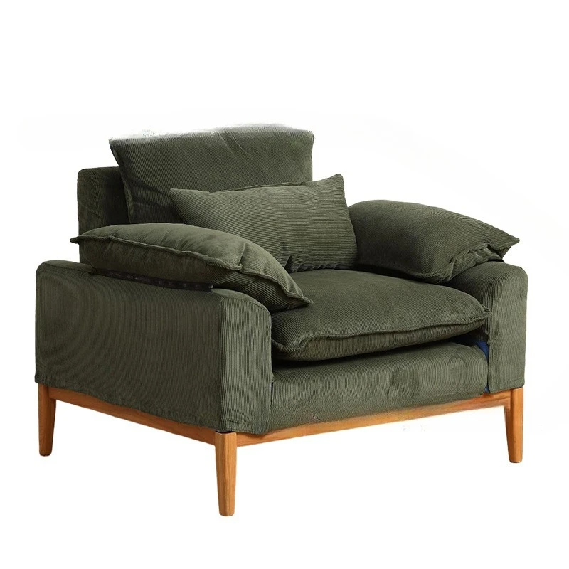 

Nordic fabric cherry wood sofa, living room small apartment, corduroy, Japanese simple combination solid wood sofa